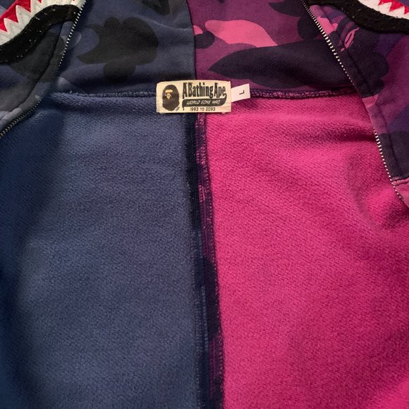 Bape Split Shark Hoodie Blue/Purple Camo - Picture 3 of 12